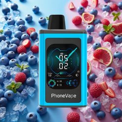 JNR PhoneVape 30000 bouffées Rechargeable, App Contrôlée, Framboise Bleue Glacée