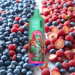 RandM Tornado 9000 Puffs 18 mL Bleu Razz Kush Affichage RGB Bobine Mesh